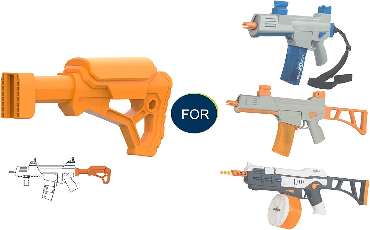 Tactical Rear Stock for SplatRball SRB400, SRB400-SUB, SRB1200, SRB375M